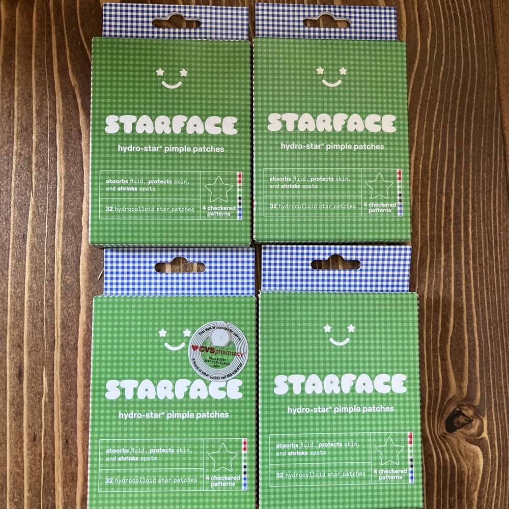 4 Starface Hydro-Star Checkered Pimple Patches Hydrocolloid Acne Care 128 TOTAL